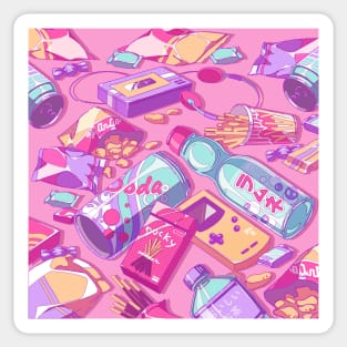 The Japanese retro snacks and drinks in pastel colors Sticker